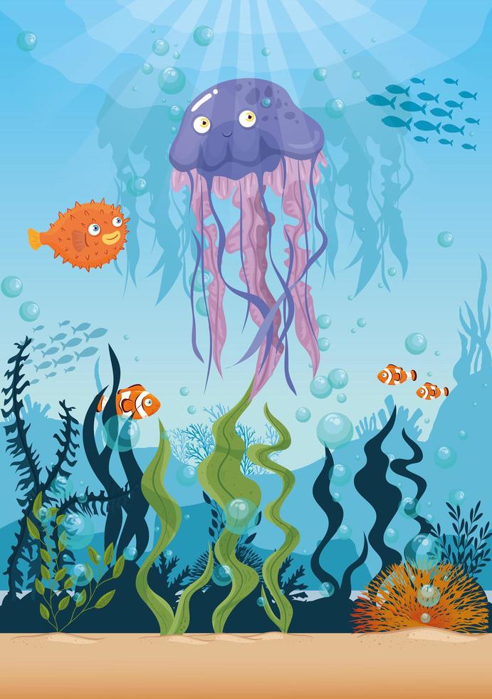 Sea life background vector