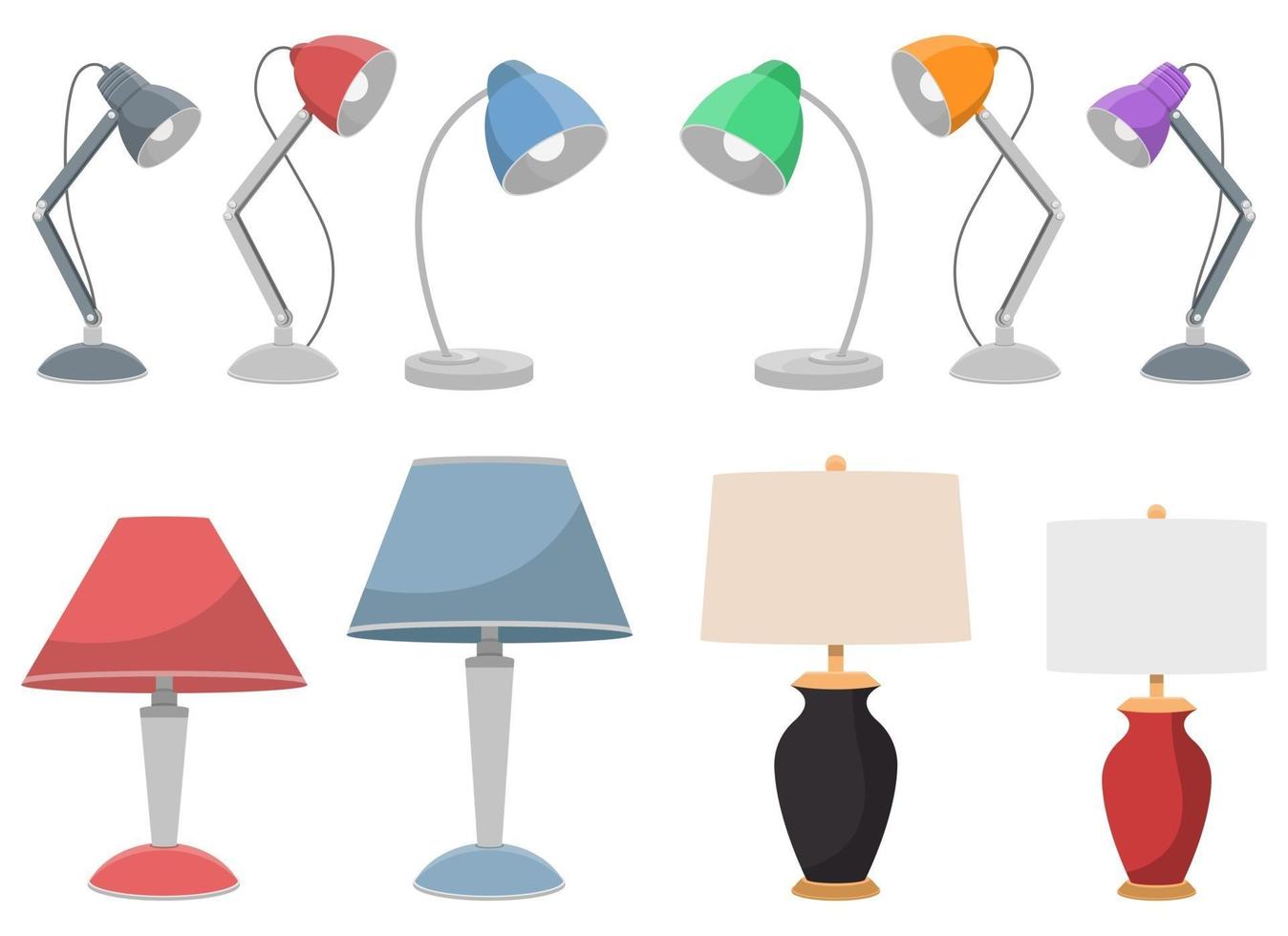 Table lamp vector design illustration set isolated on white background