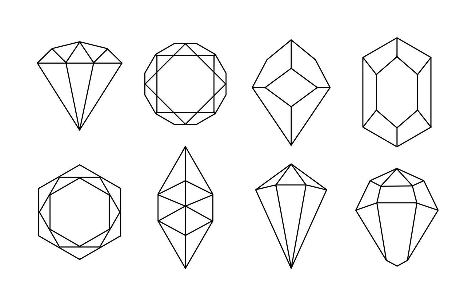 White Hand Drawn Crystals Vector Set