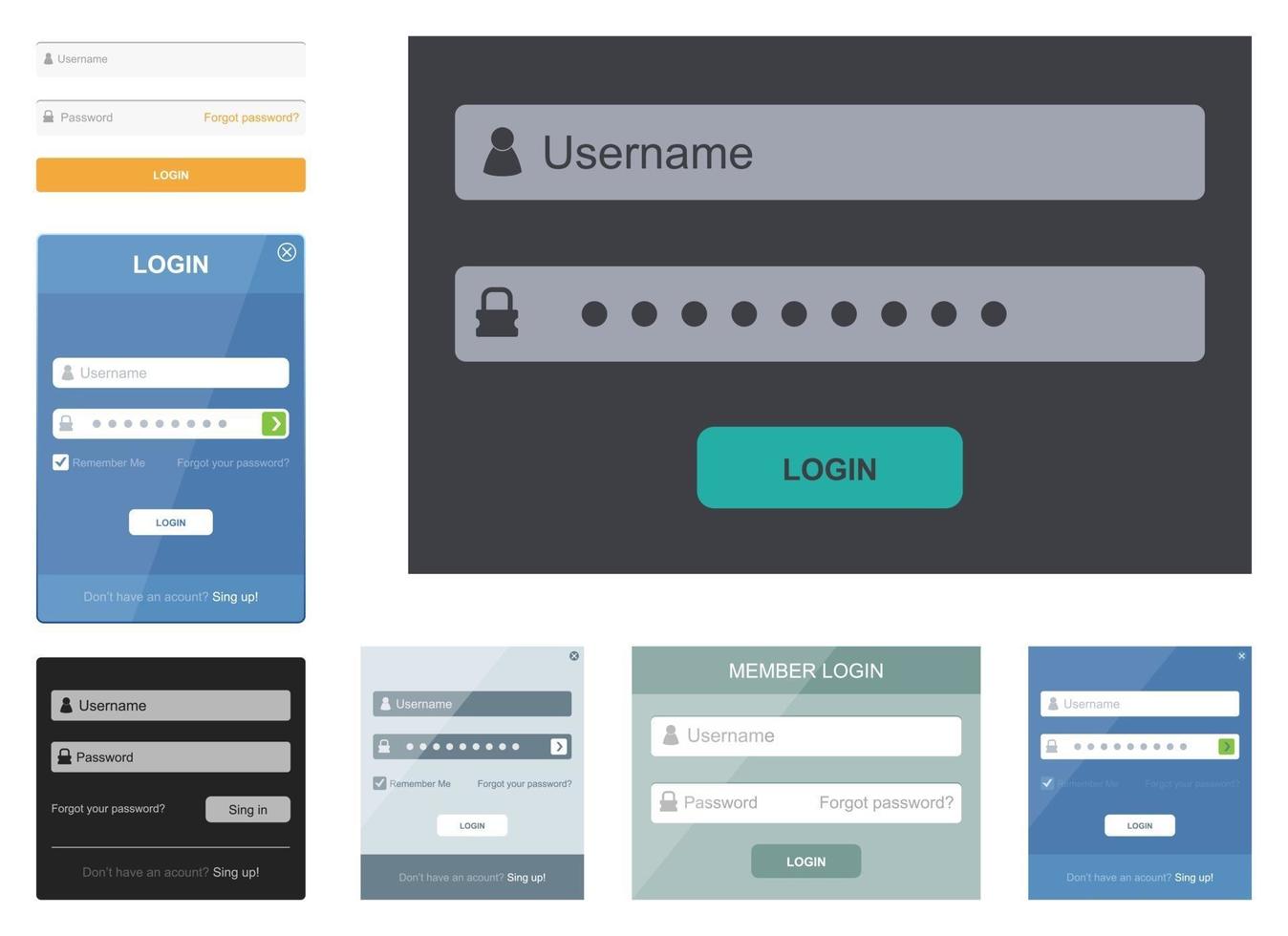 Conjunto de ilustración de diseño de vector de caja de registro aislado sobre fondo blanco