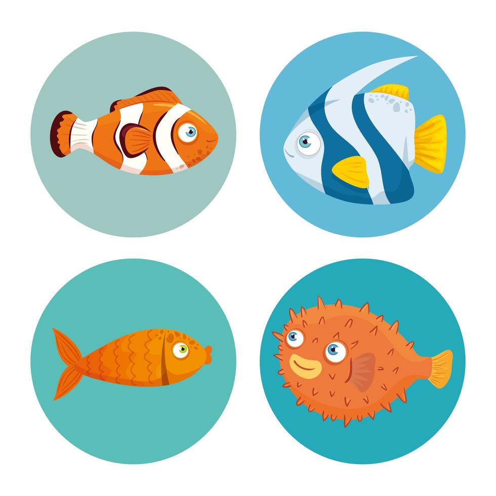 conjunto de iconos de pescado vector