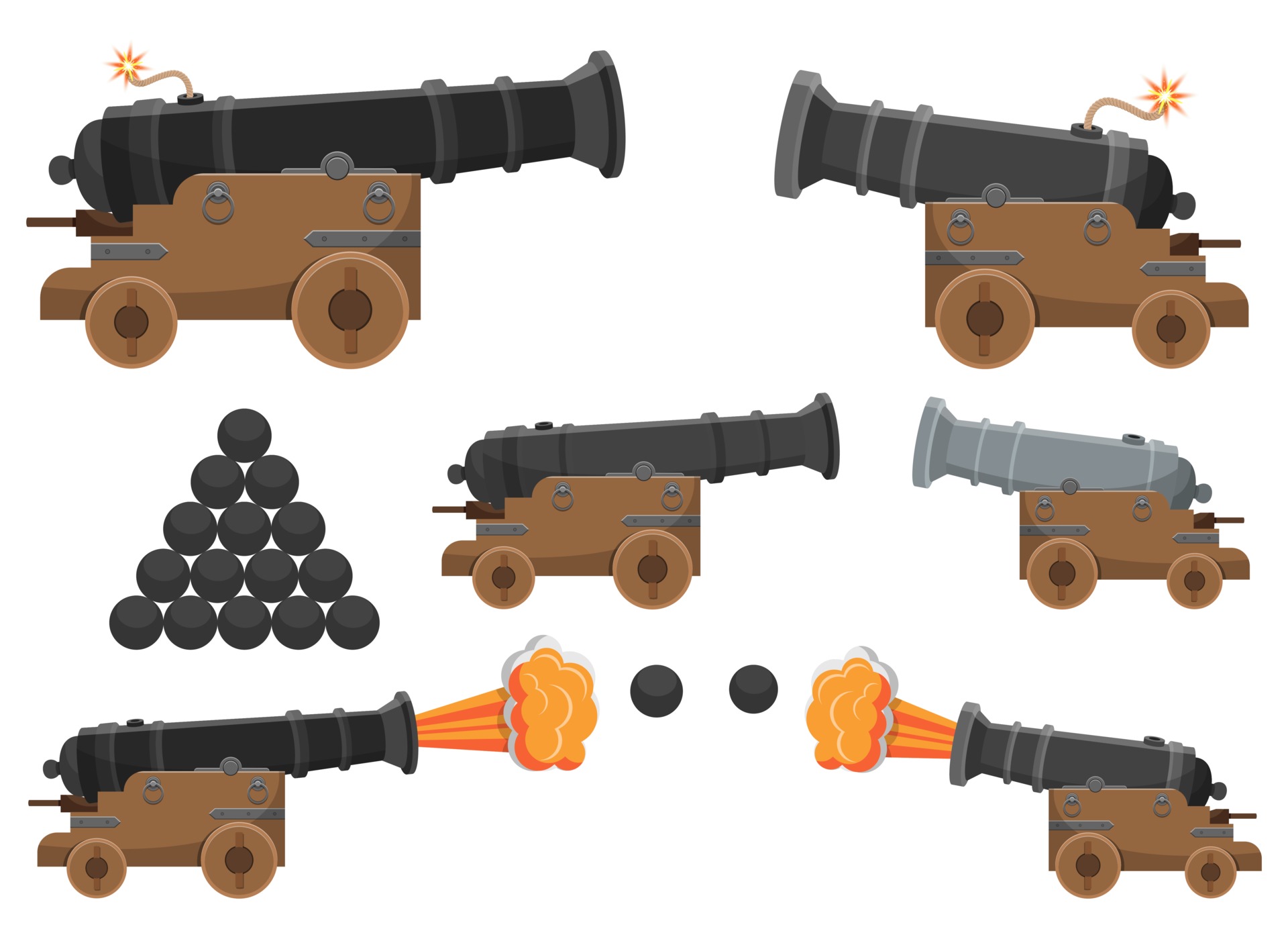 Ancient Cannon Vector Design Illustration Set Isolated On White Background 2006205 Vector Art At