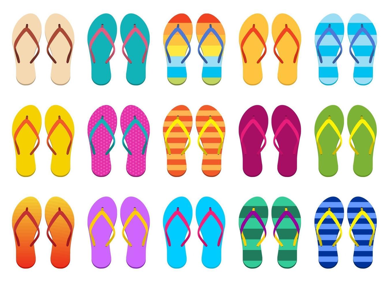 Flip flops set vector design illustration set isolated on white background