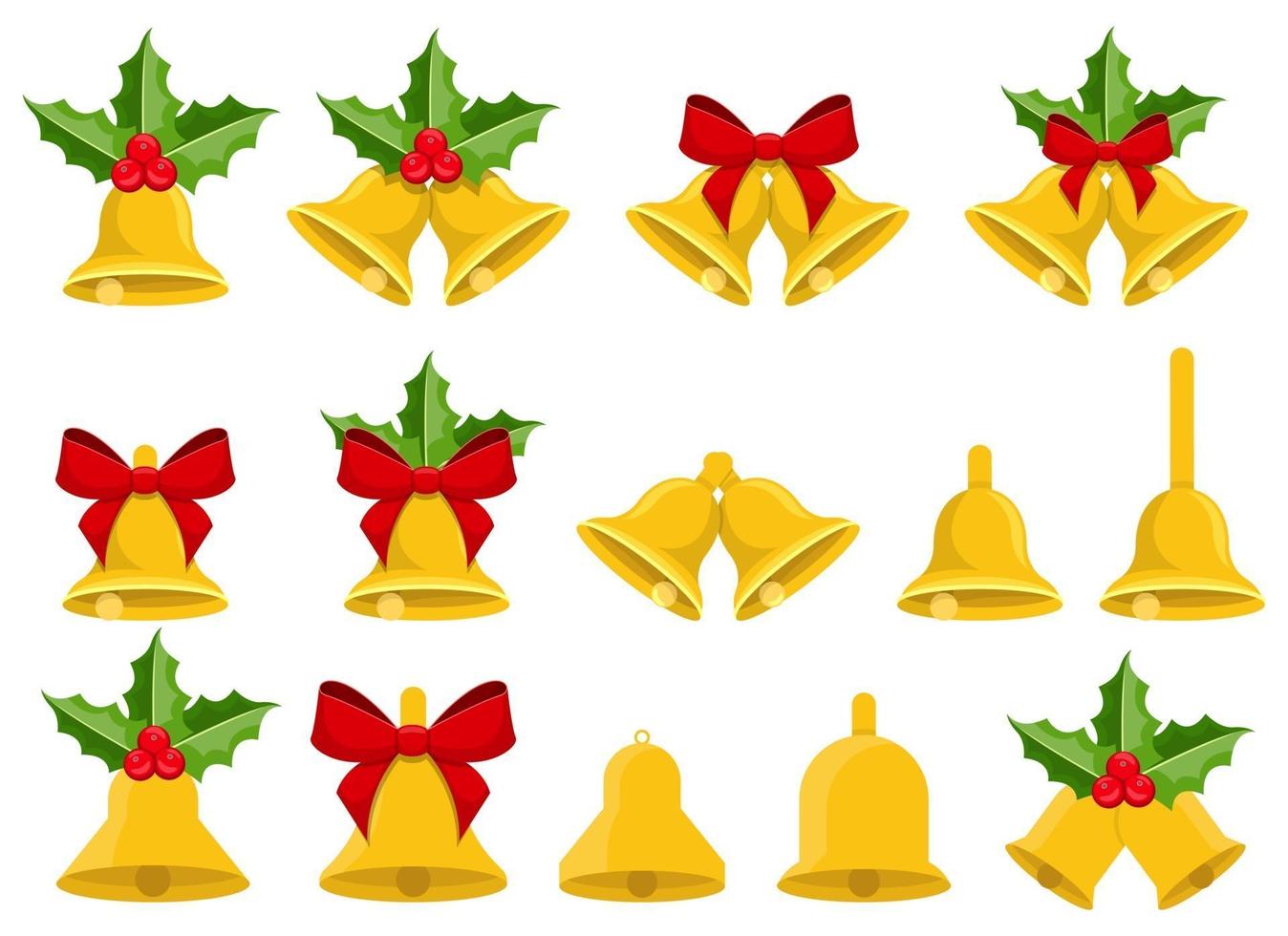 Christmas bells vector design illustration set isolated on white background