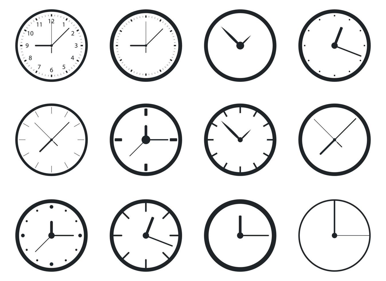 Clock vector design illustration set isolated on background