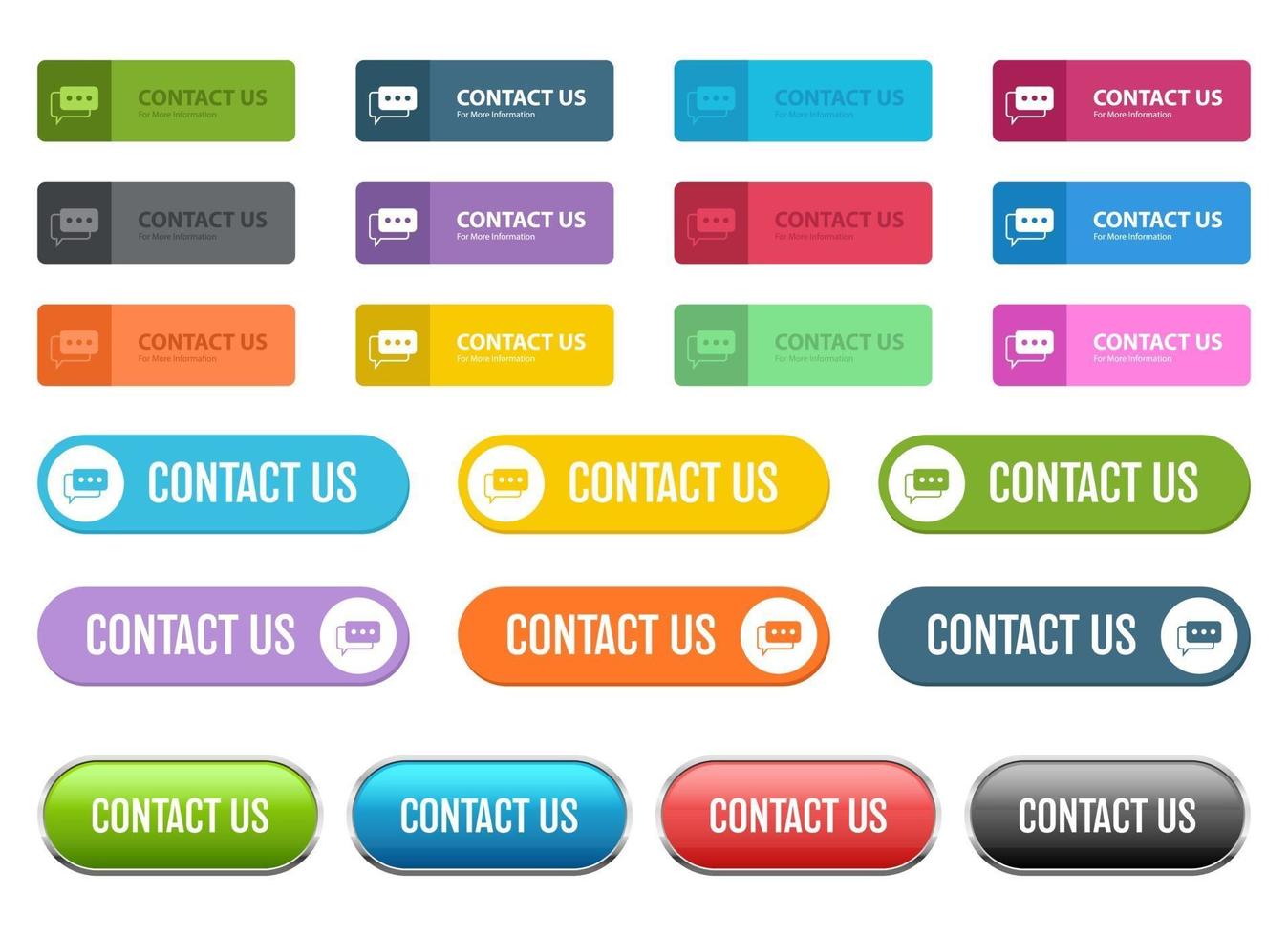 Contact us button vector design illustration set isolated on white background