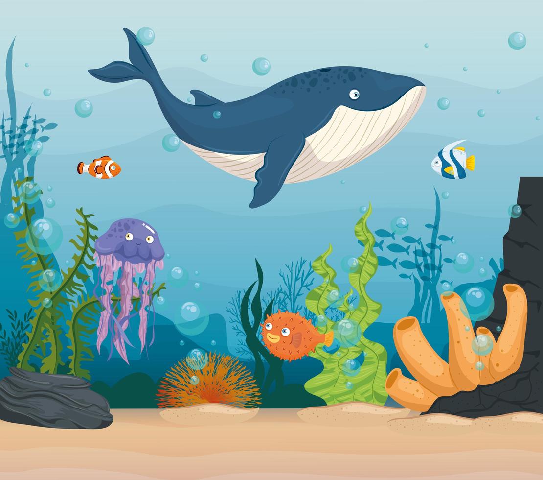 Sea life background vector