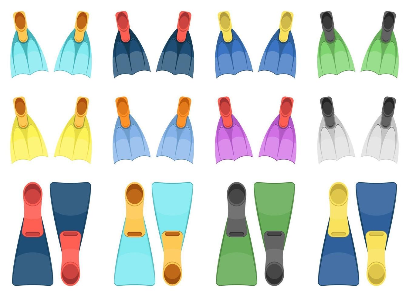 Swimming fins vector design illustration set isolated on white background