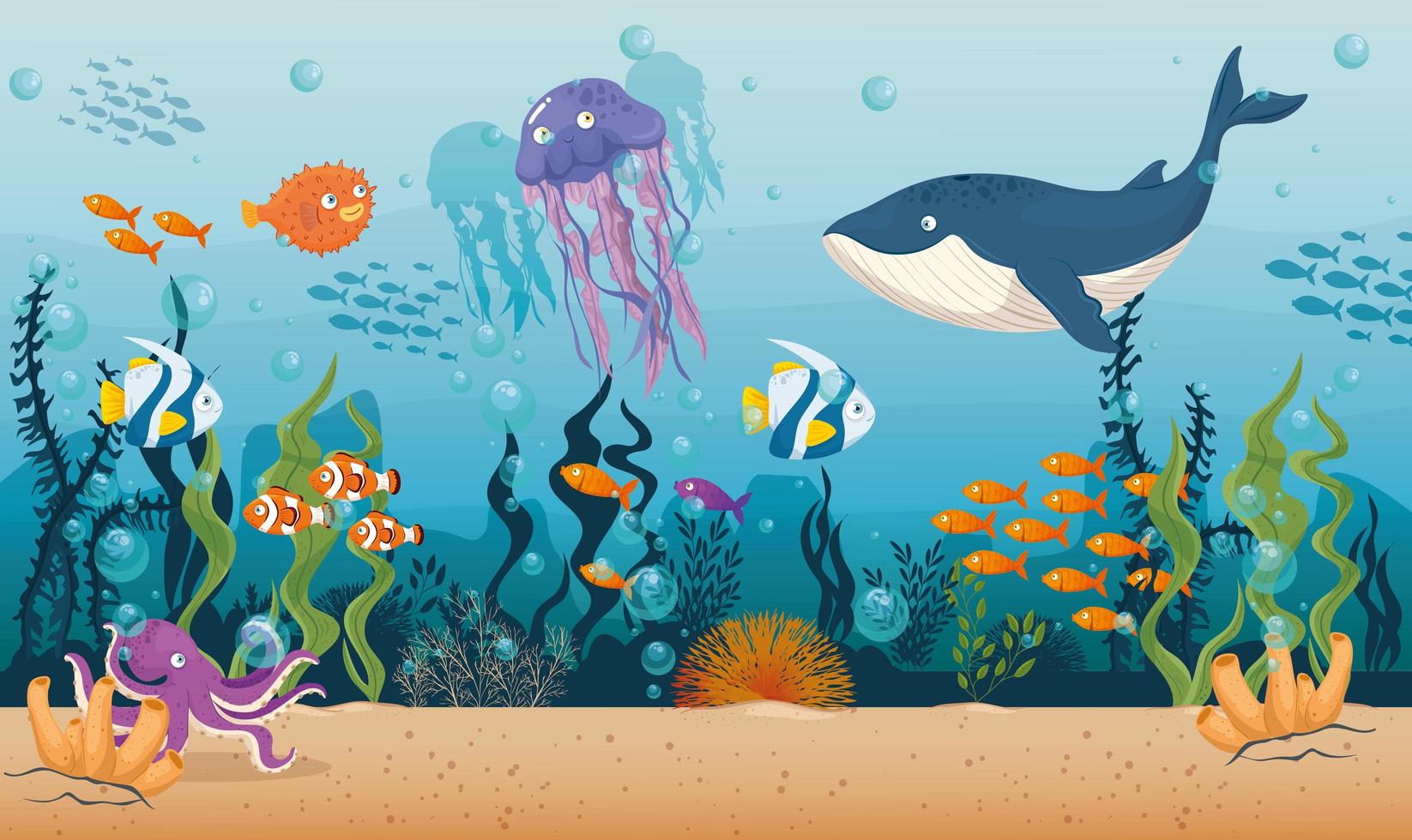 Sea life background vector