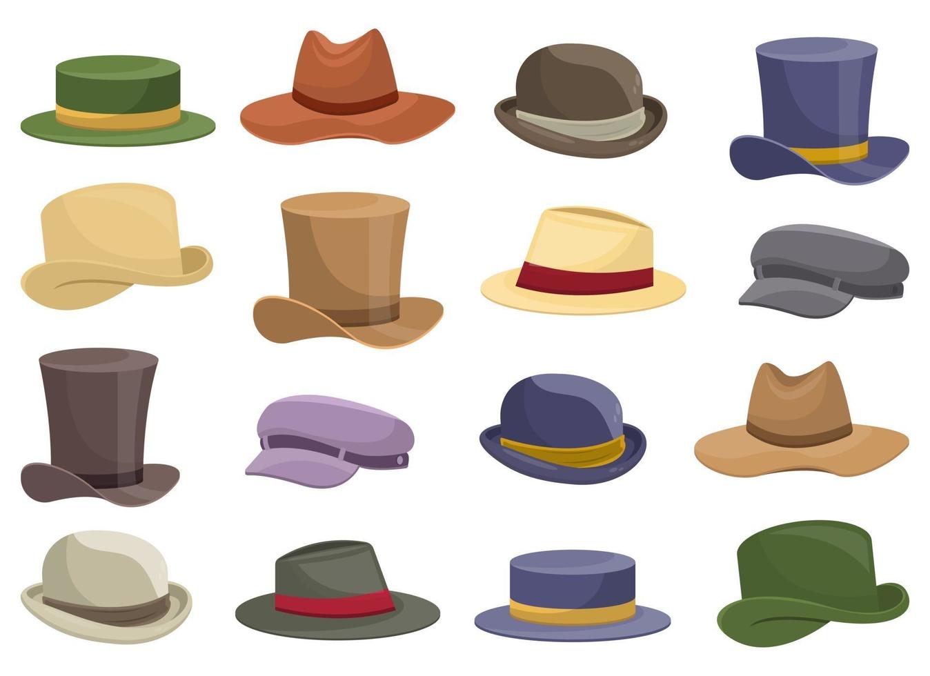 Old retro man hat vector design illustration set isolated on white background