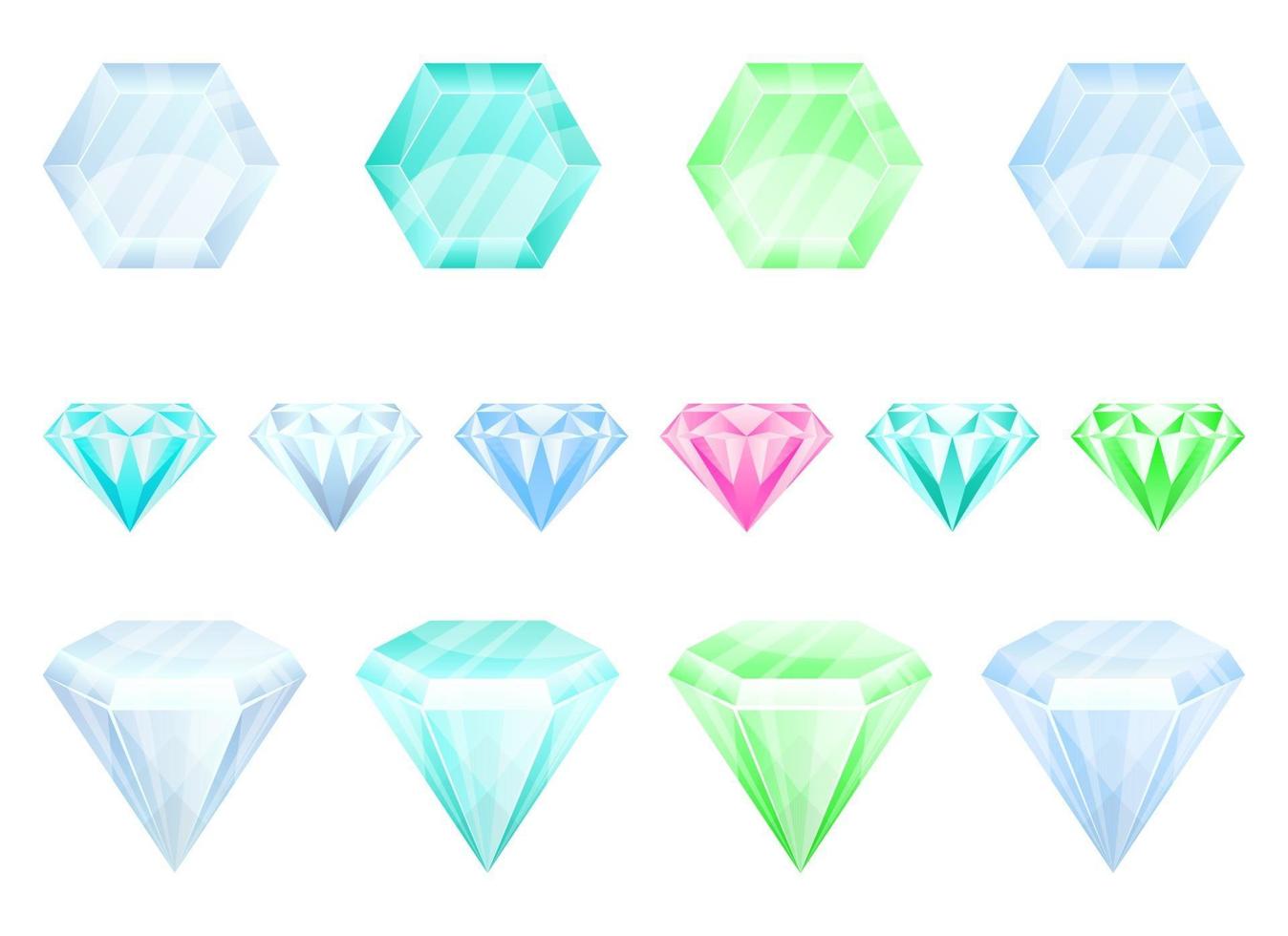 Conjunto de ilustración de diseño de vector de diamante aislado sobre fondo blanco