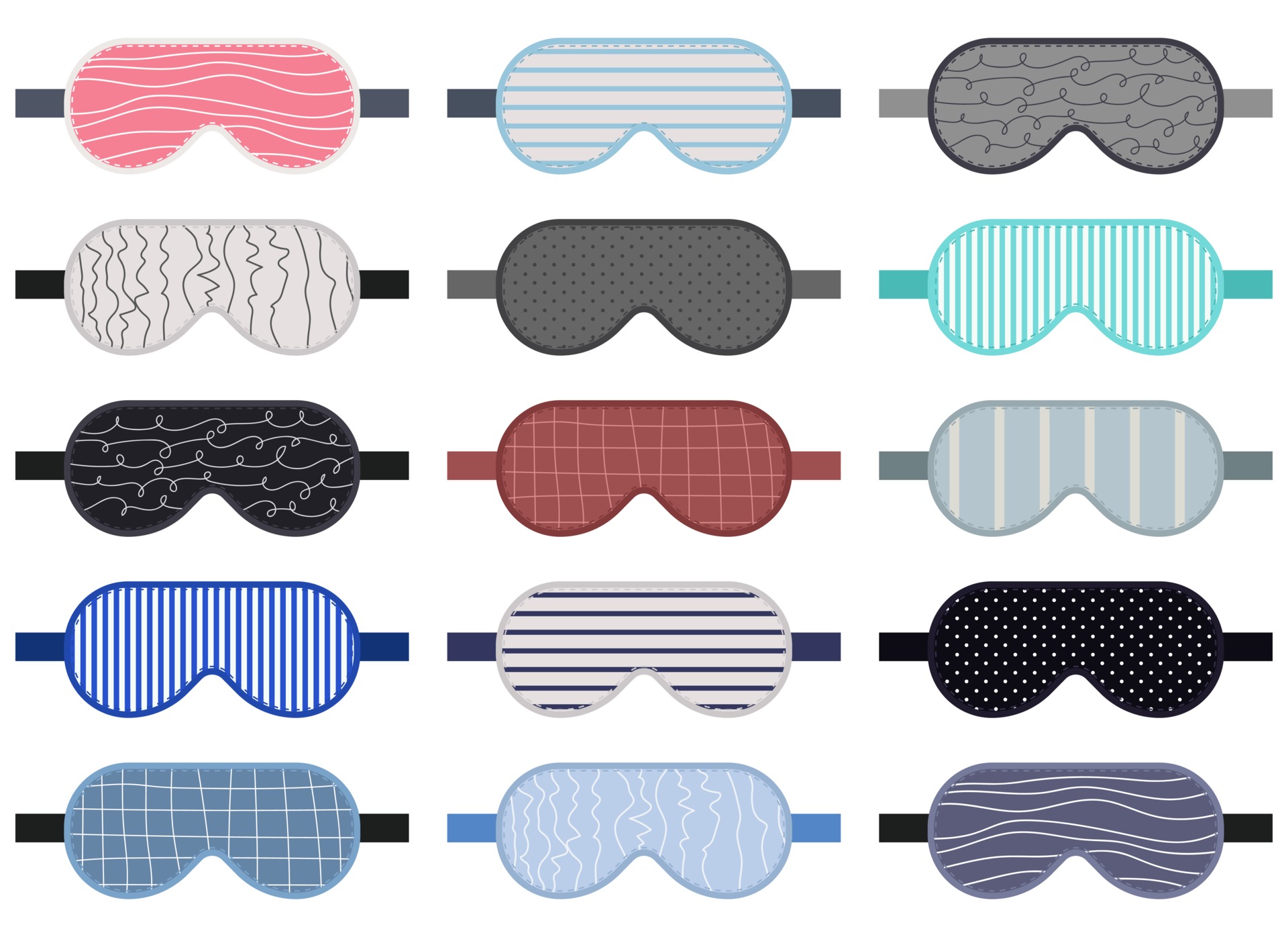 Sleeping mask vector design illustration set isolated on white