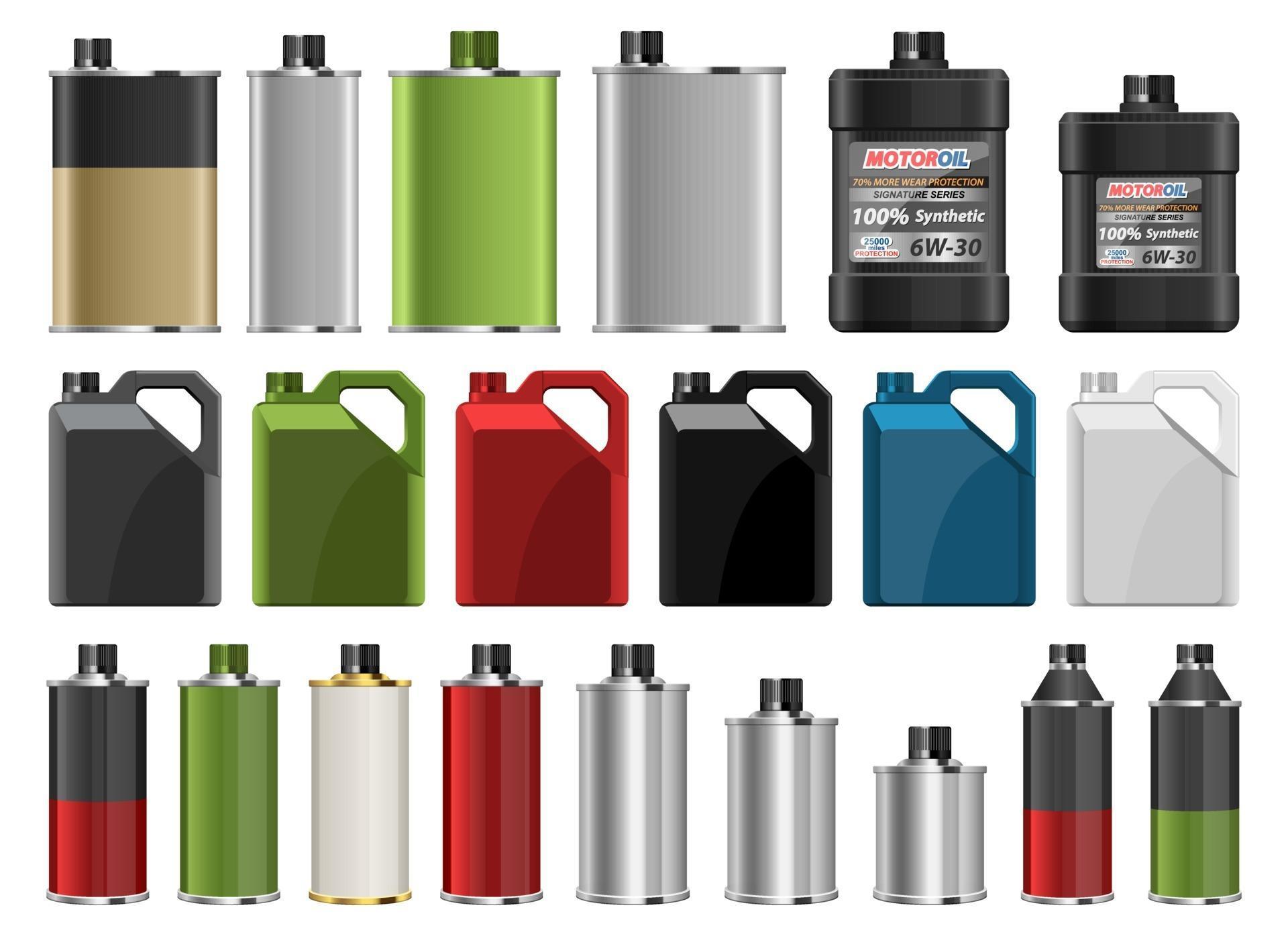 Motor oil bottle vector design illustration set isolated on white