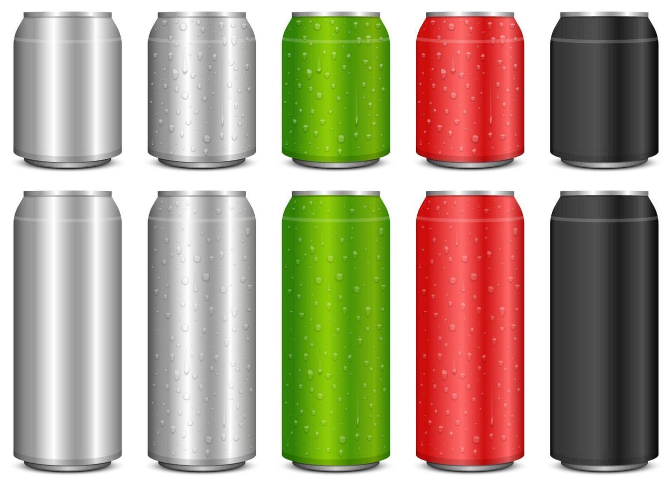 Realistic metal soda can vector design illustration set isolated on white background