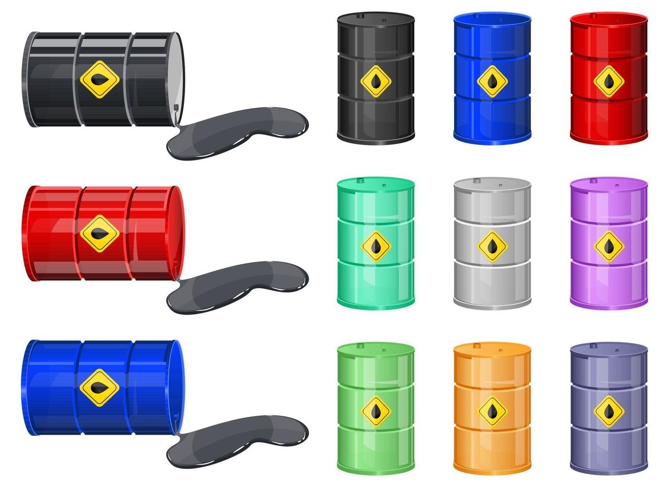 Oil barrel vector design illustration set isolated on white background