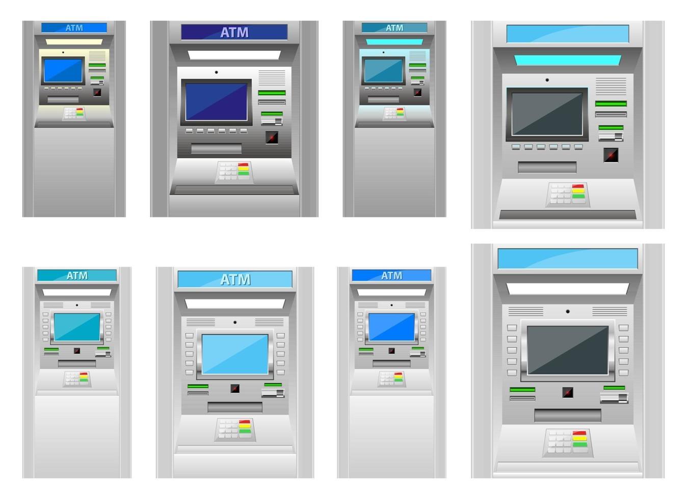 Atm machine vector design illustration set isolated on white background