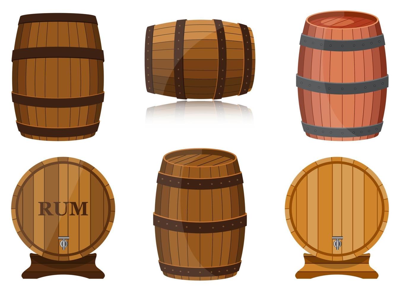 Wine barrel vector design set isolated on white background