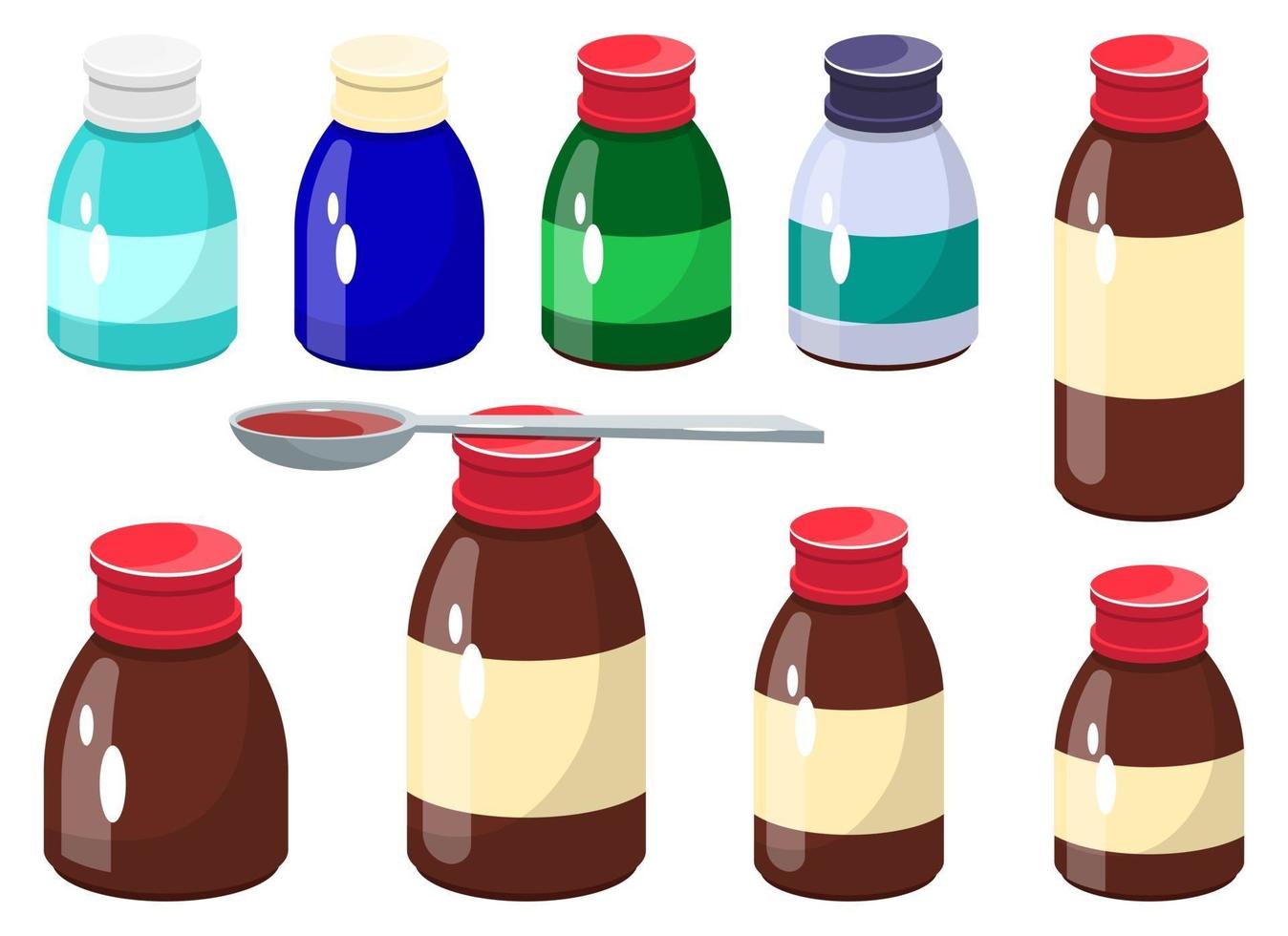 Medicine syrup bottle vector design illustration set isolated on white background