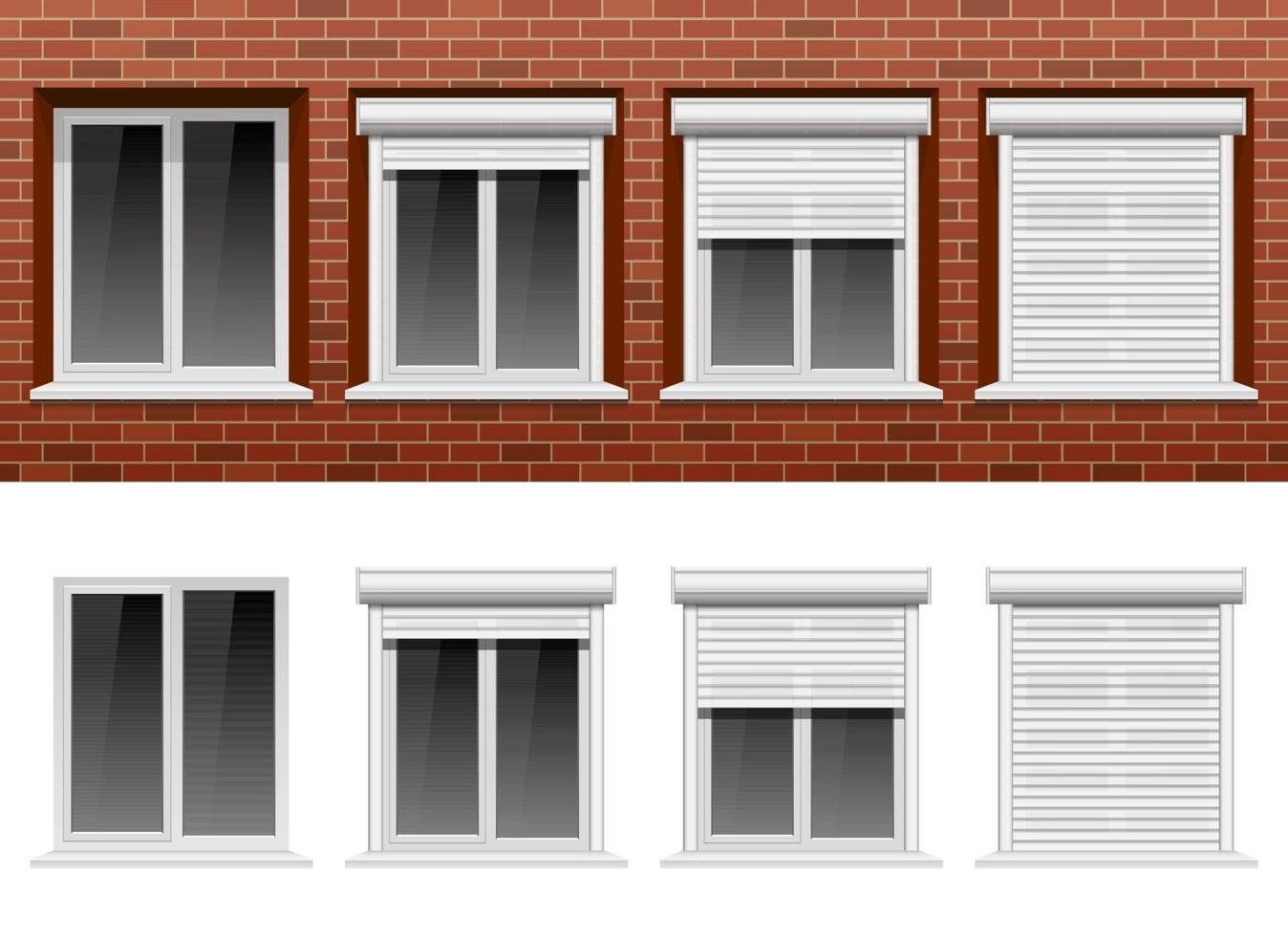 Window on brick wall vector design illustration