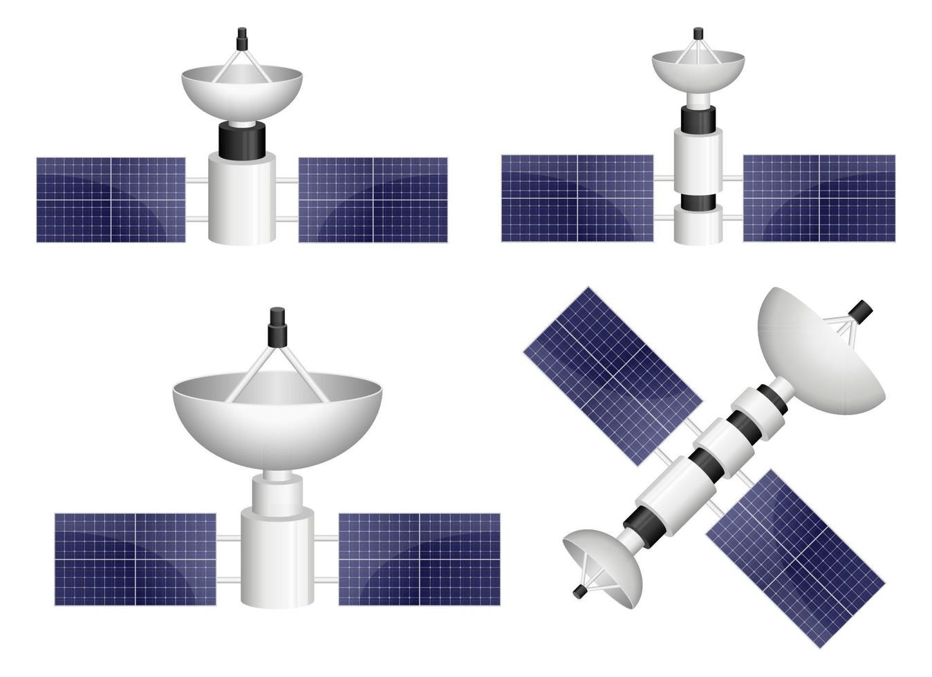 Conjunto de ilustración de diseño de vector de satélite aislado sobre fondo blanco