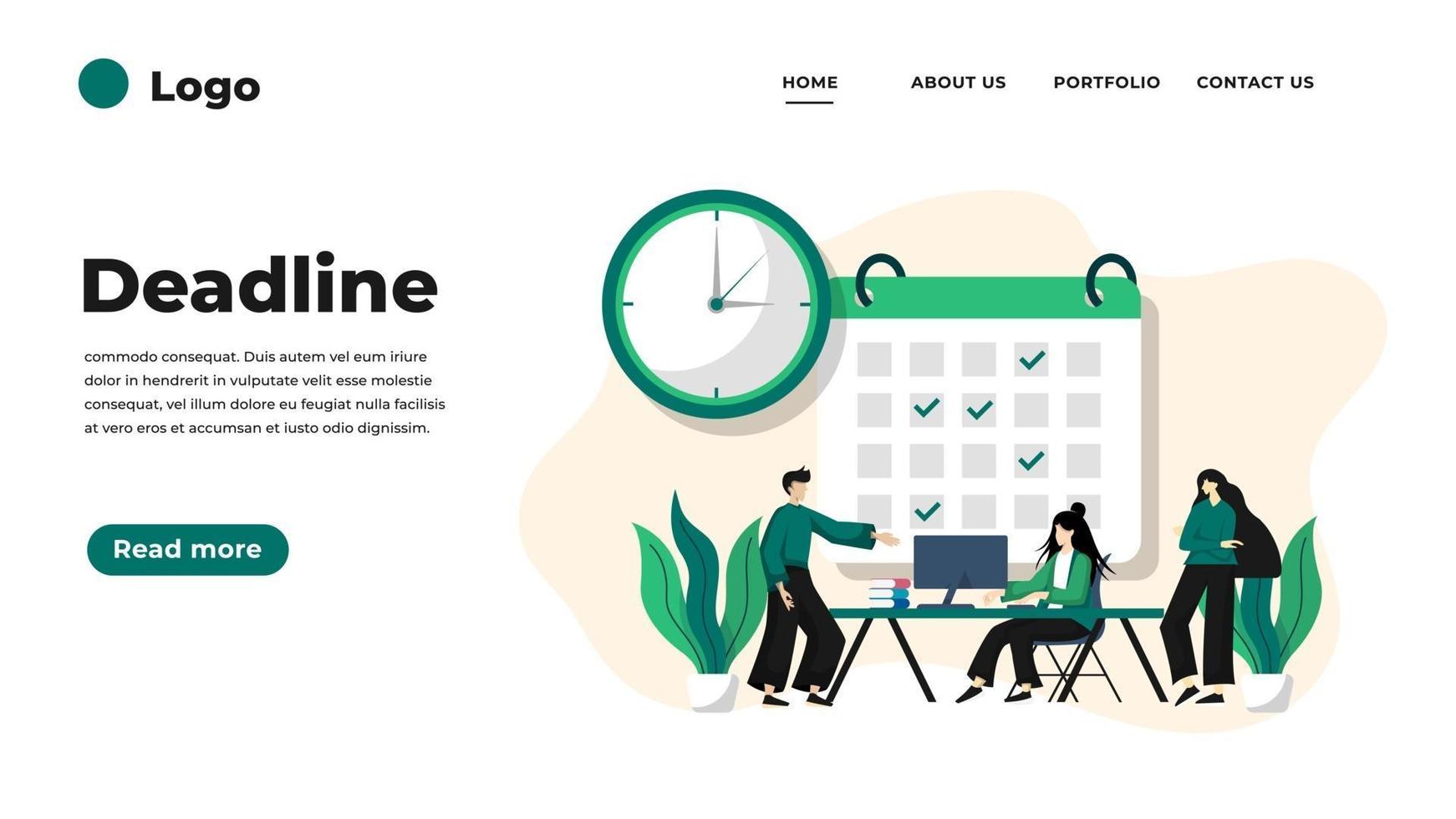 Modern flat design illustration of Deadline. vector