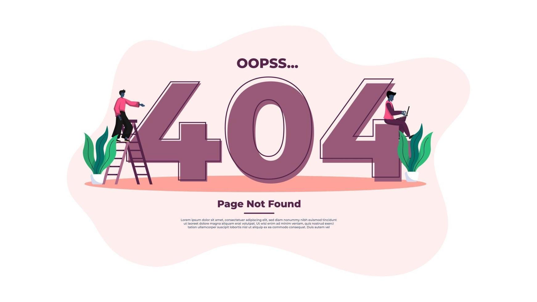 Ilustración de moderno diseño plano de la página de error 404. vector