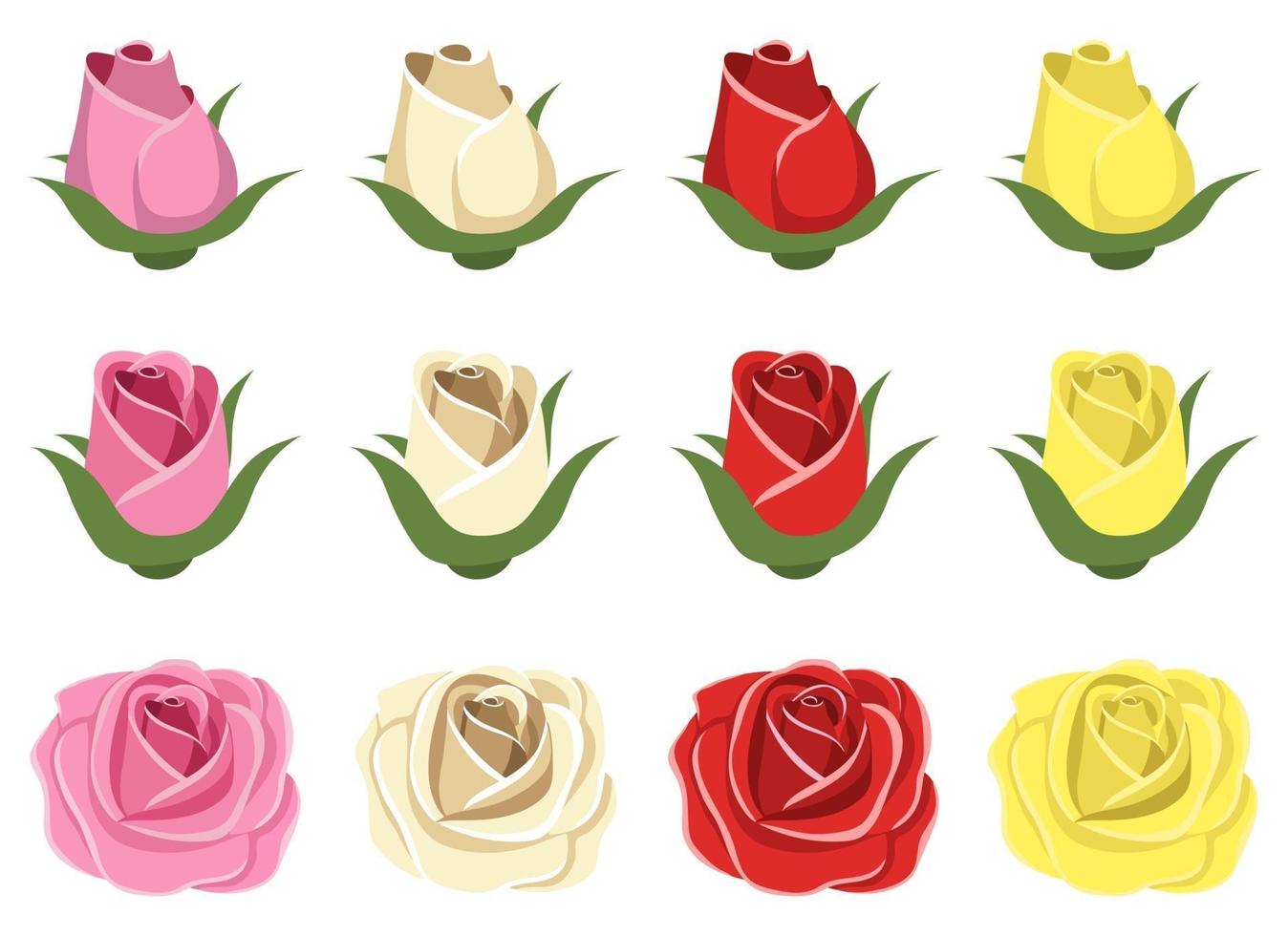 Vintage roses vector design illustration set isolated on white background