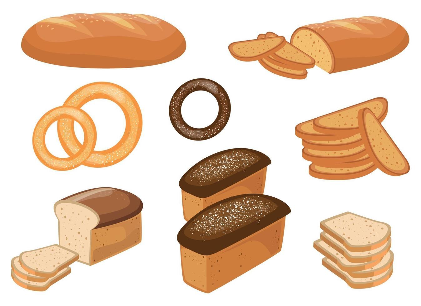 Productos de panadería y pastelería conjunto de ilustraciones de diseño vectorial aislado sobre fondo blanco. vector