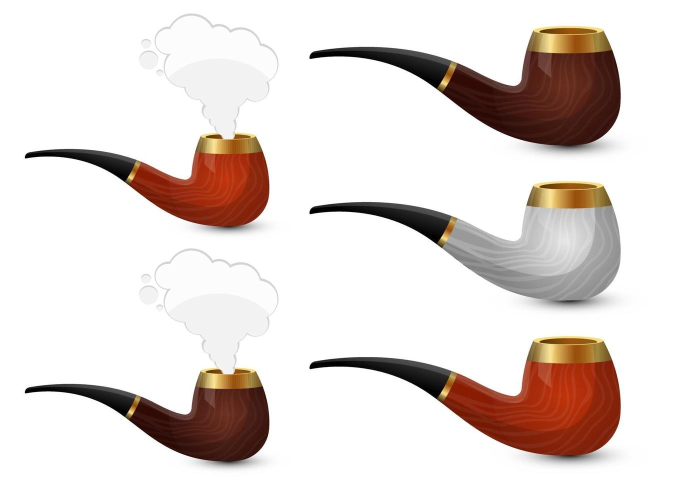 Stylish smoking pipe vector design illustration set isolated on white background