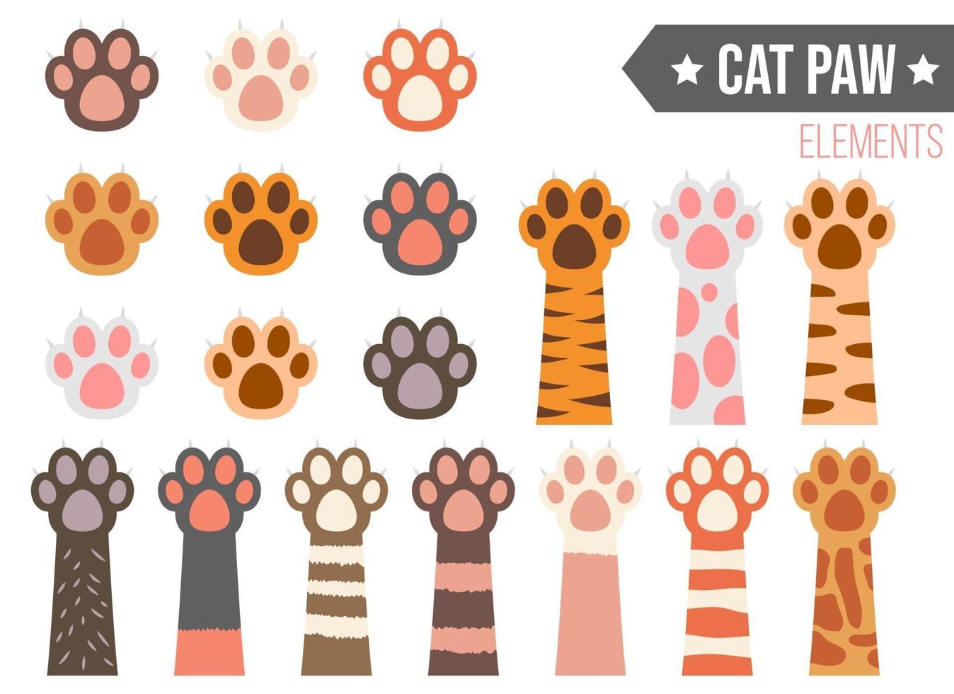 Cat paw vector design illustration set isolated on white background