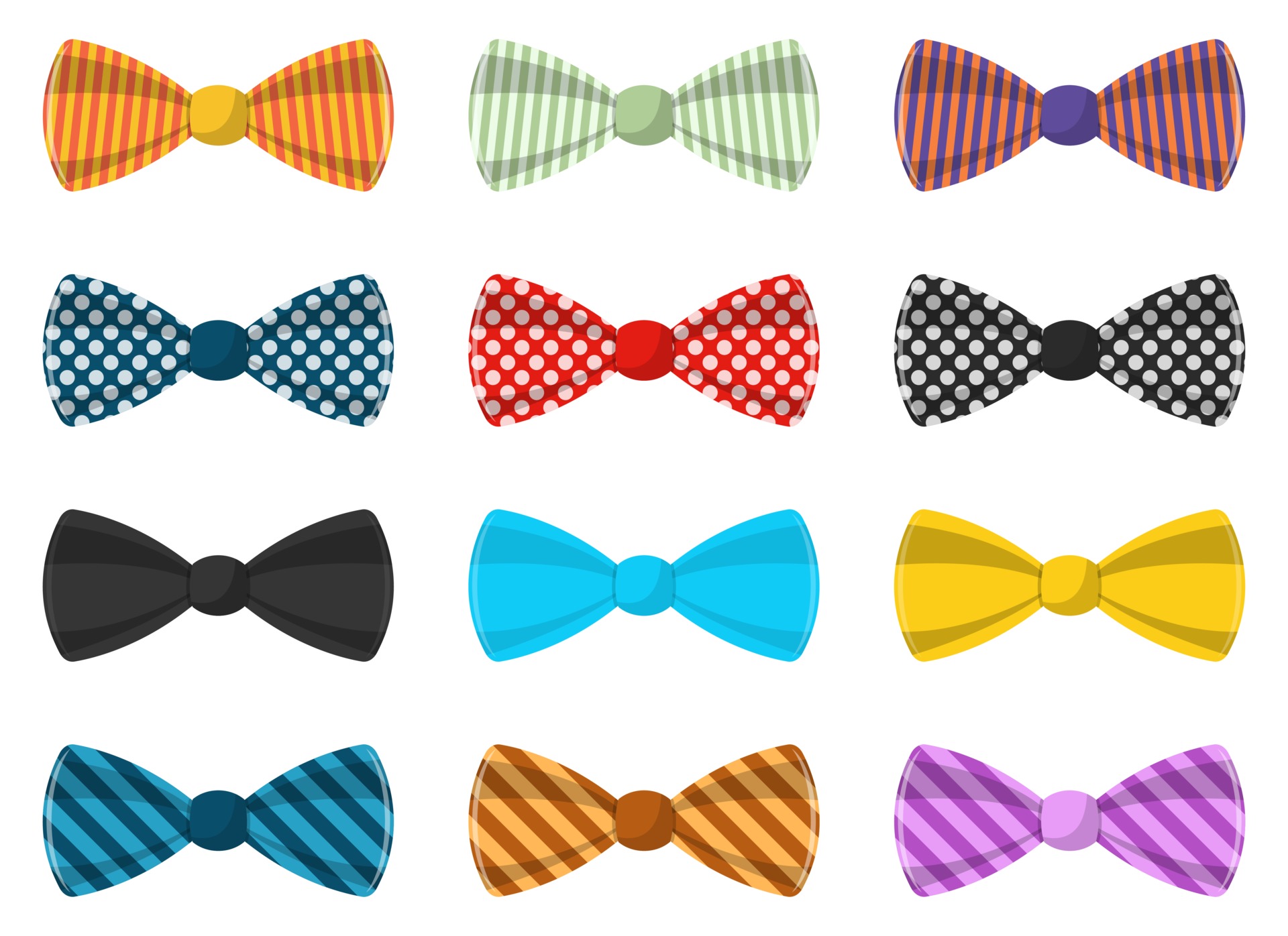 Stylish bow tie vector design illustration set isolated on white