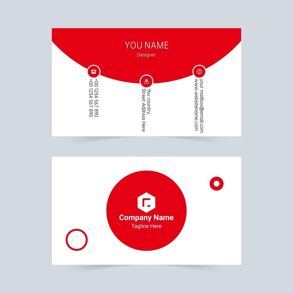 Simple red business card universal business card vector