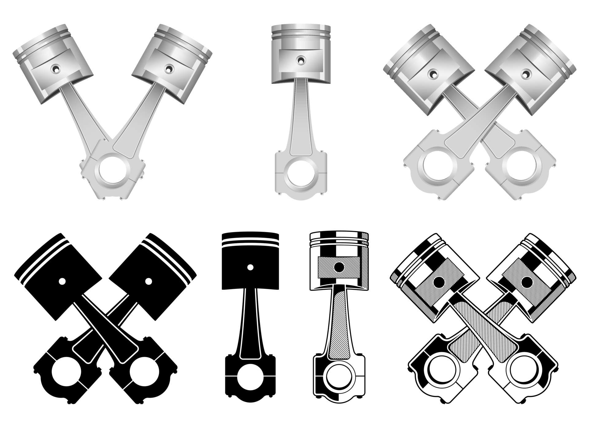 Realistic engine piston vector design illustration isolated on white