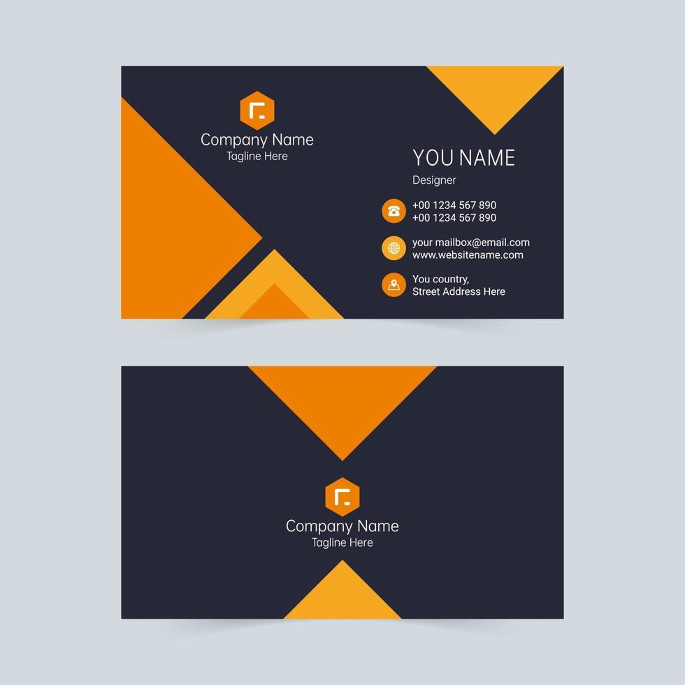 simple tarjeta de visita azul marino, naranja y universal. vector