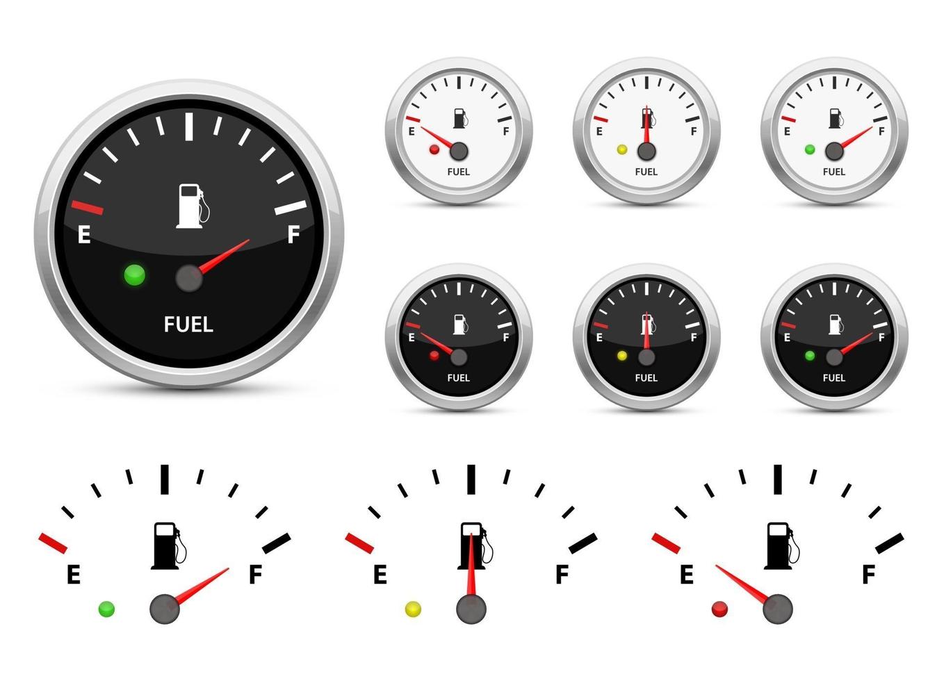 Conjunto de ilustración de diseño de vector de indicador de combustible aislado sobre fondo blanco