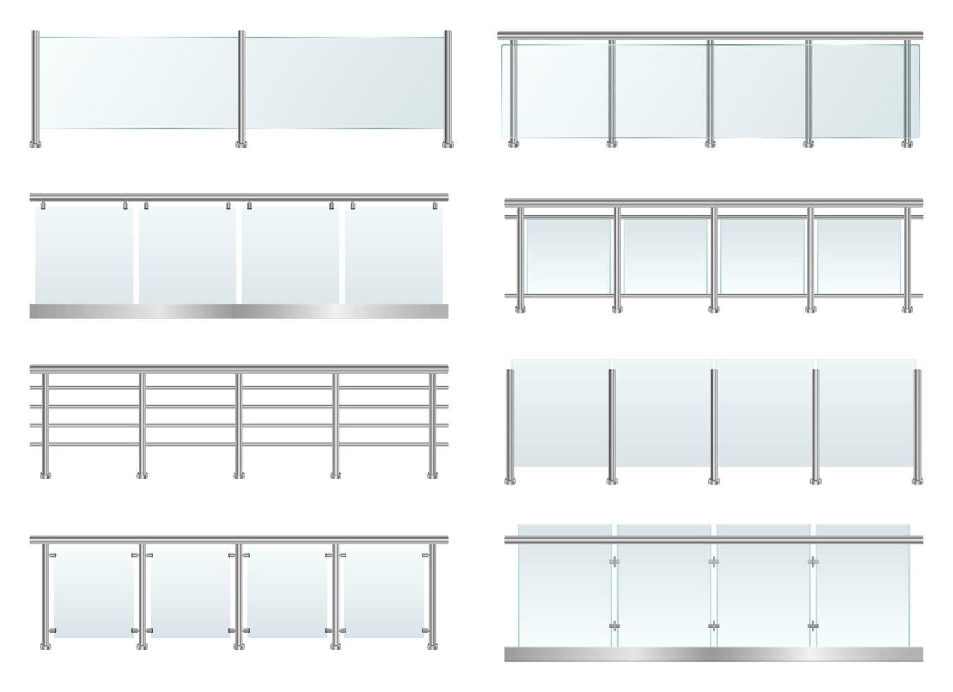 Glass railing set vector design illustration isolated on white background