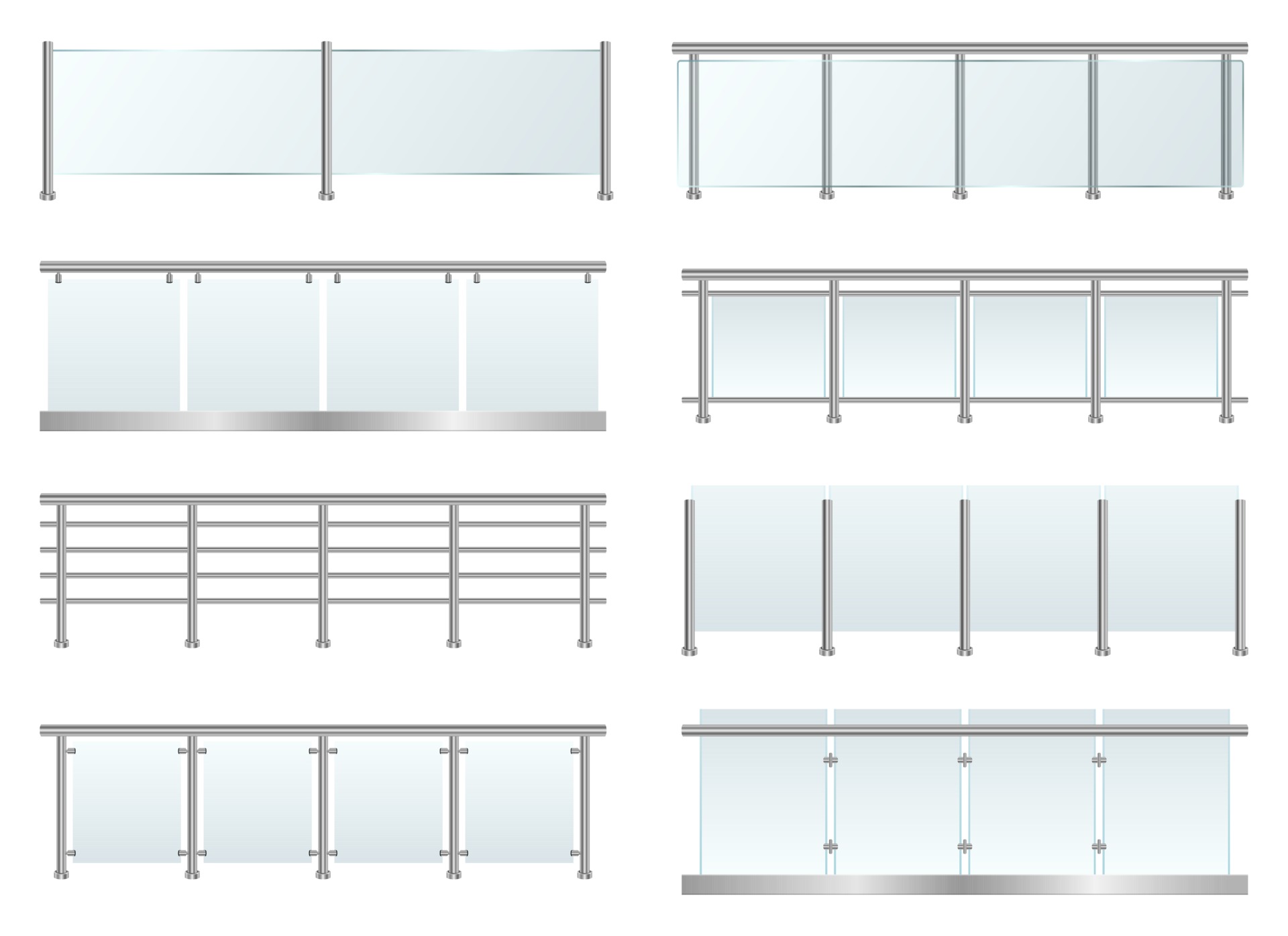 Glass railing set vector design illustration isolated on white