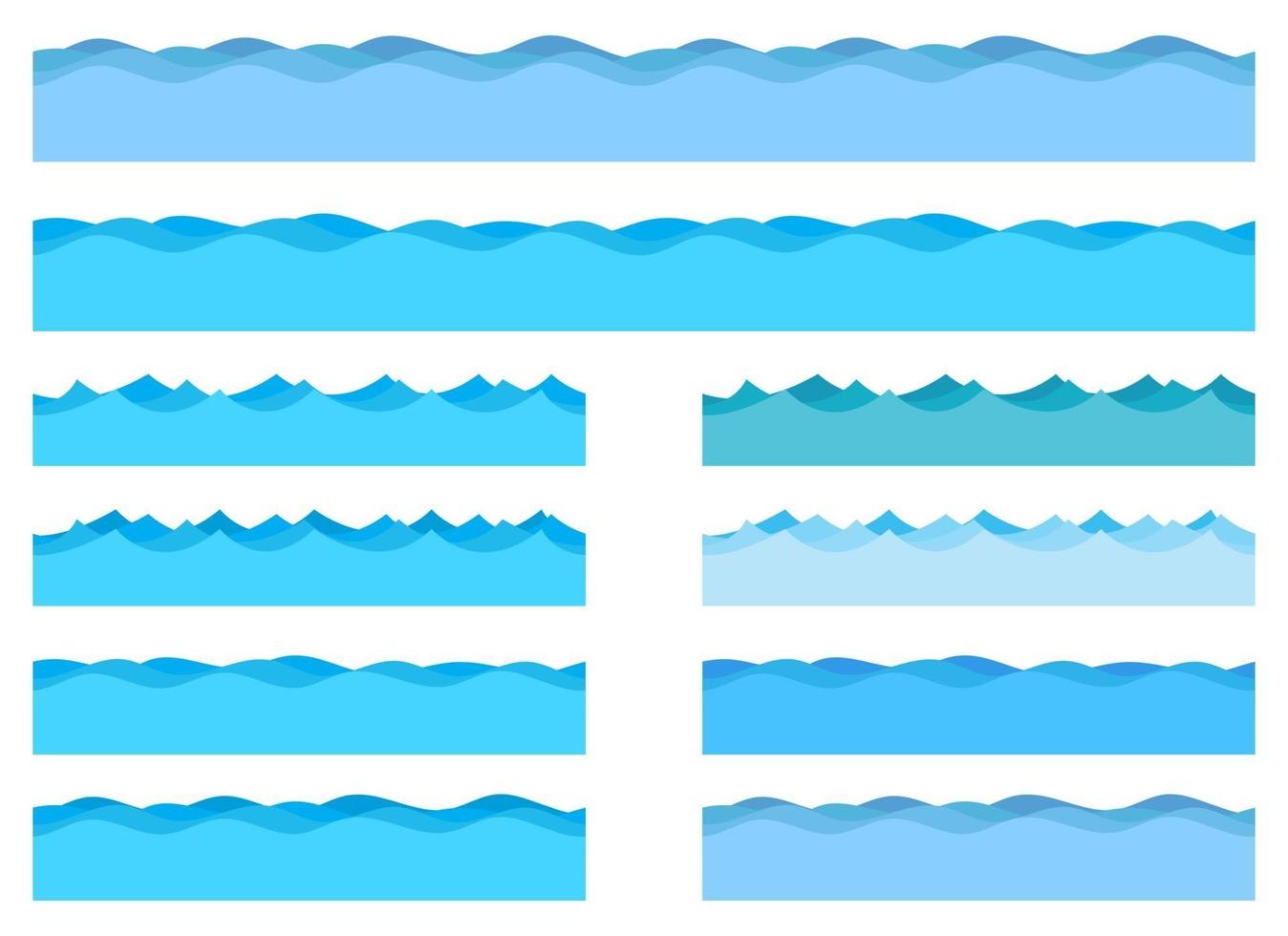 Ilustración de diseño de vector de olas de mar aislado sobre fondo blanco