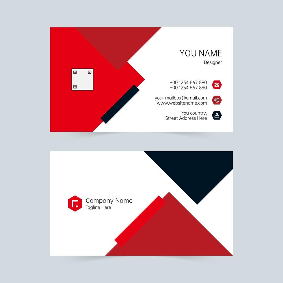 Black and red simple geometric business card vector