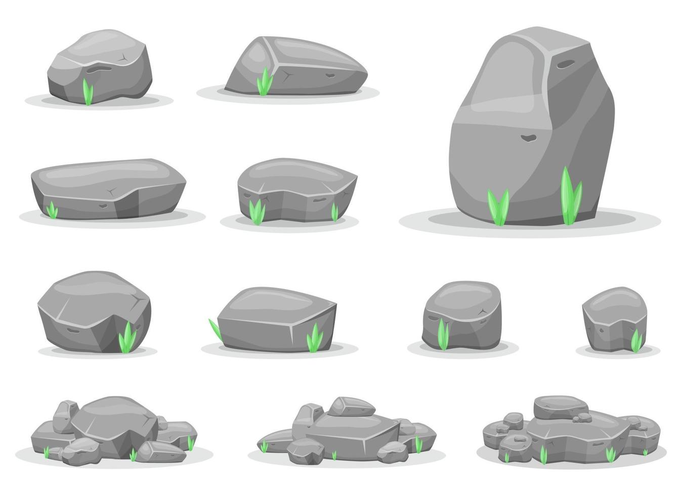 Boulder stones vector design illustration set isolated on white background. Game assets