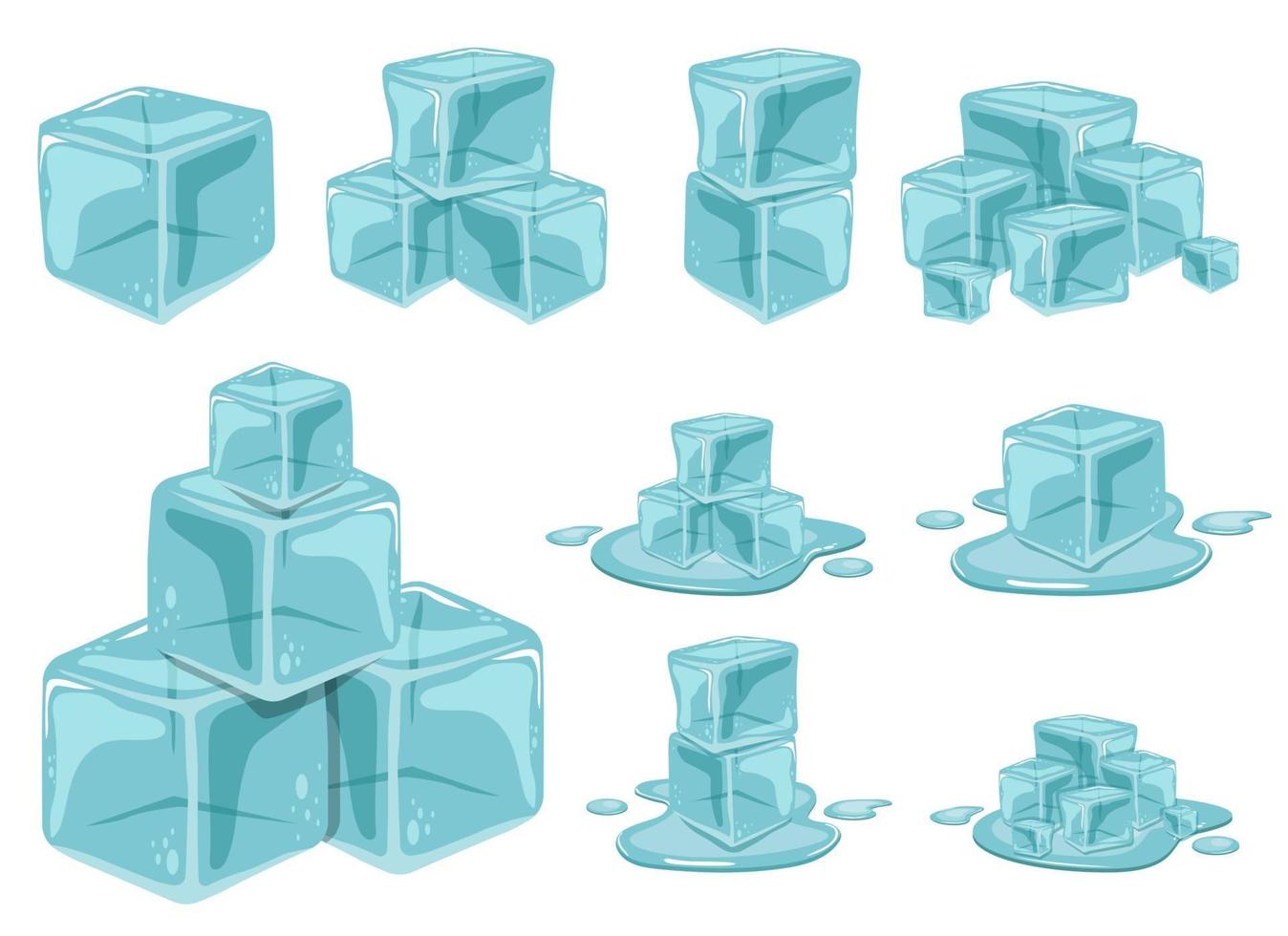 Ilustración de diseño de vector de cubo de hielo aislado sobre fondo blanco