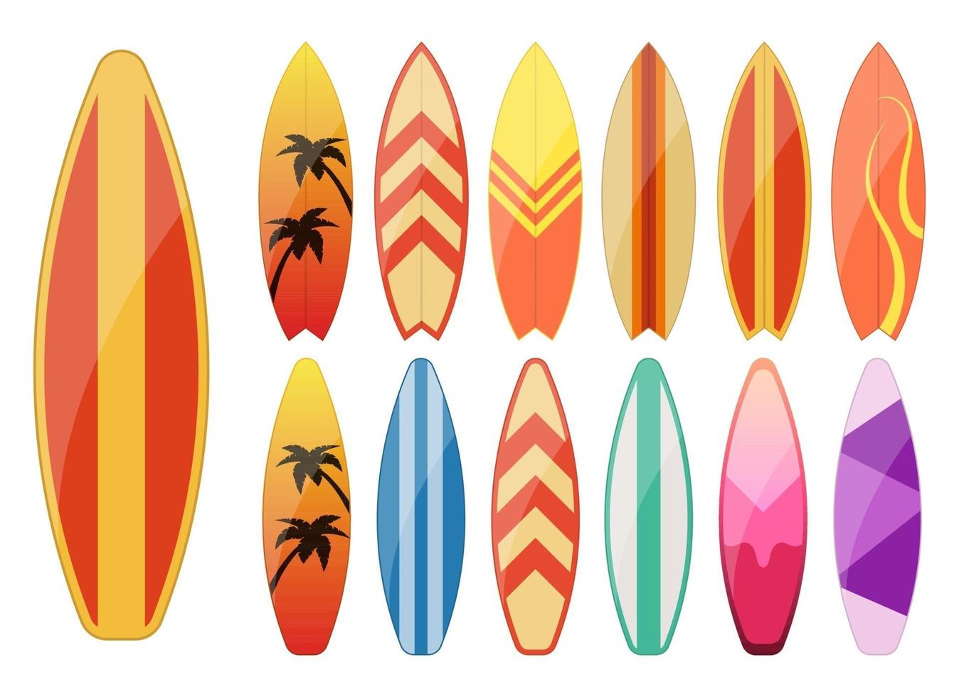 Ilustración de diseño de vector de tabla de surf aislado sobre fondo blanco