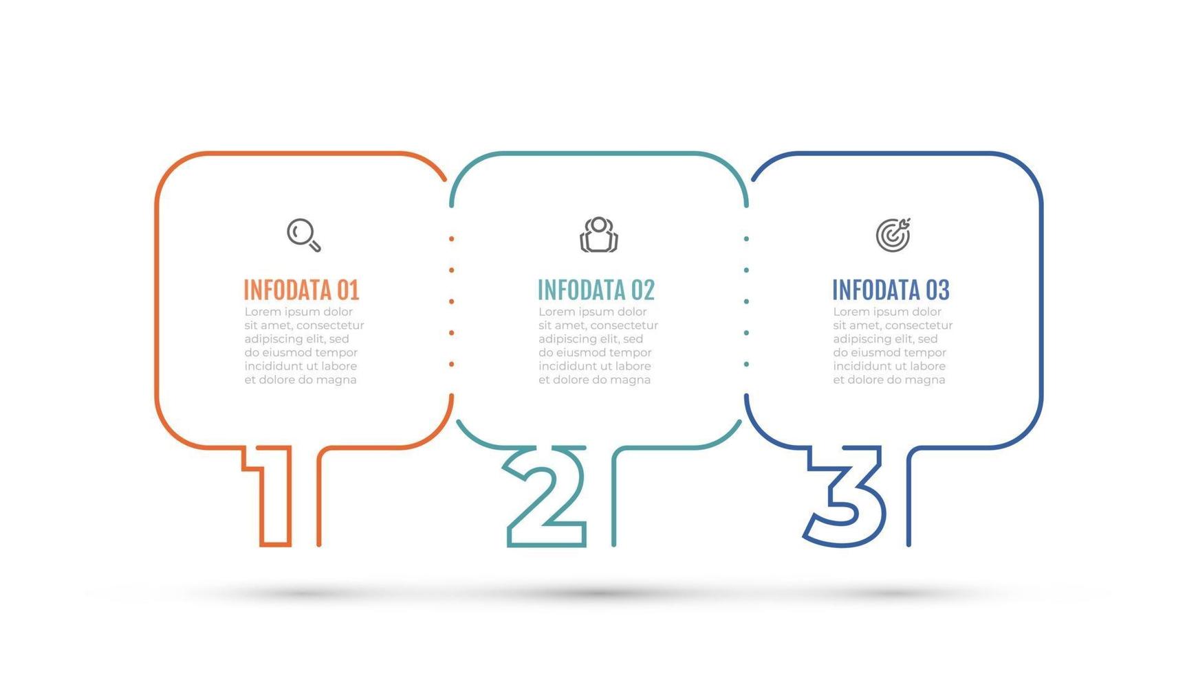 Business info graphic thin line design label with 3 number options or steps. Can be used for work flow diagram, info chart, annual report, web design. vector