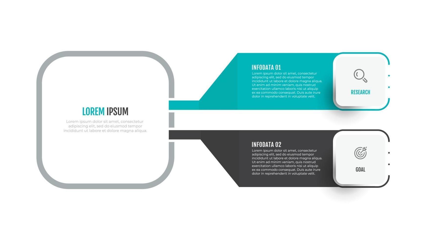 Vector info graphic diagram label design with icons and 2 options or steps.