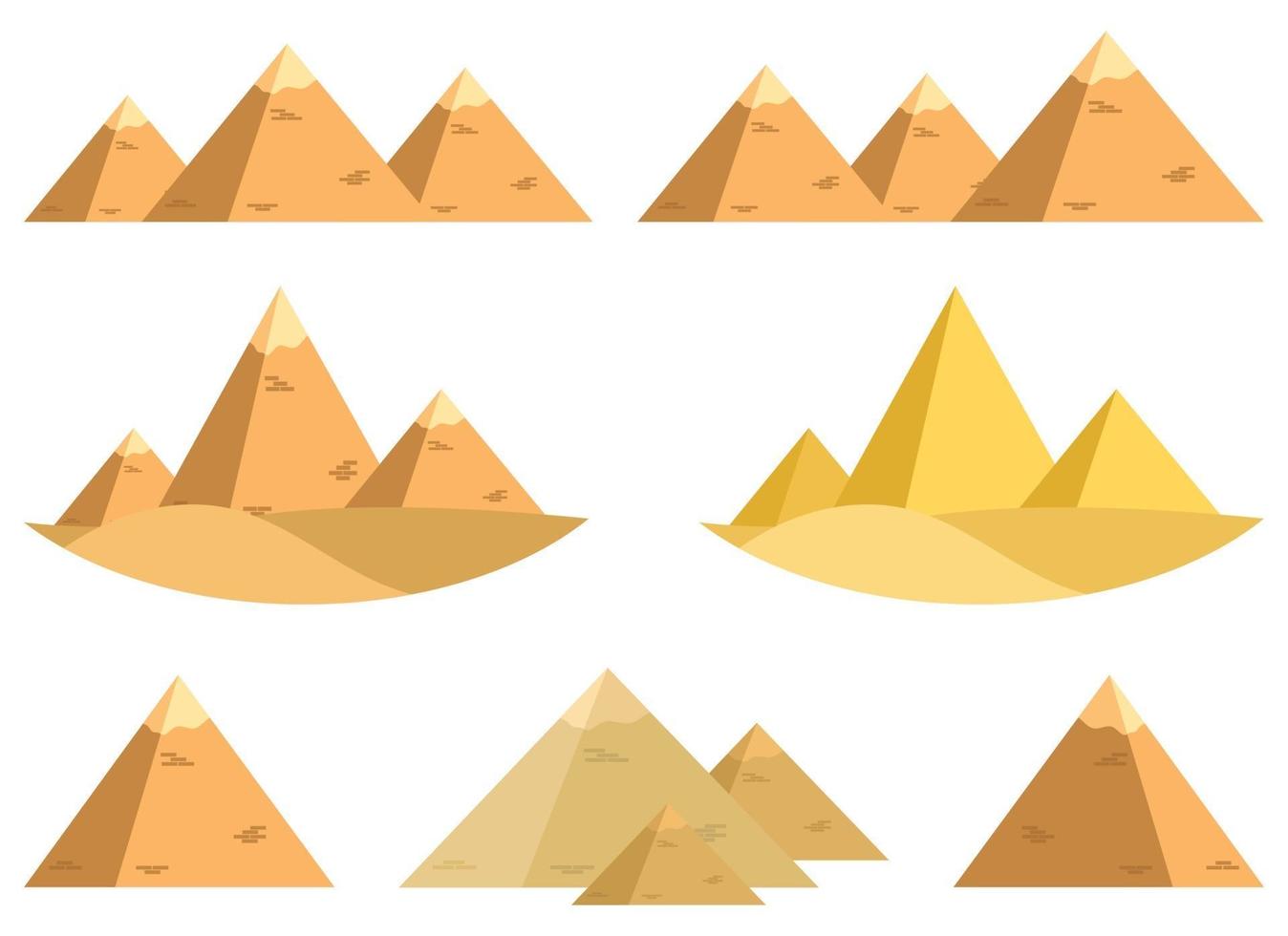 Egyptian pyramid vector design illustration set isolated on white background