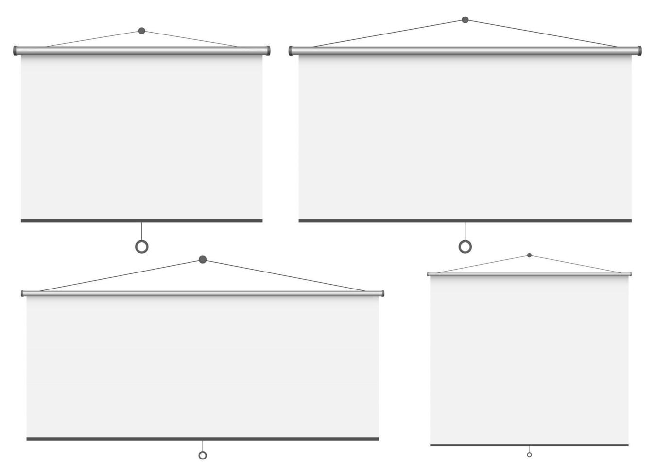Empty projection screen vector design illustration set isolated on white background