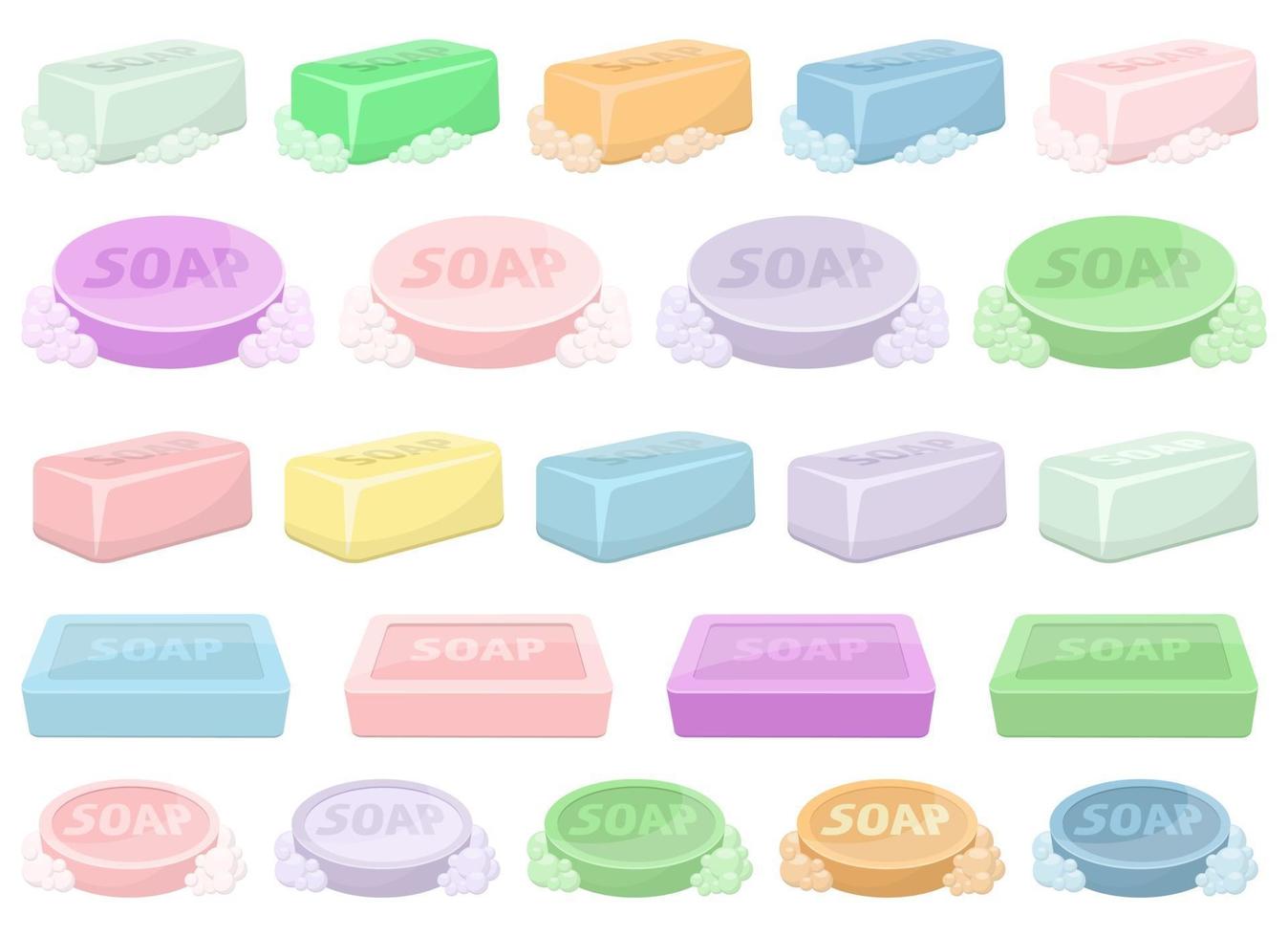 Solid soap for washing vector design illustration set isolated on white background