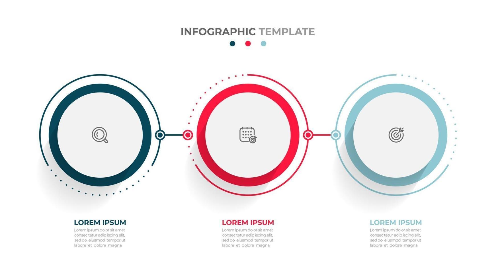 Time line info graphic design element and number options. Business concept with 3 steps. Can be used for work flow layout, diagram, annual report, web design. vector