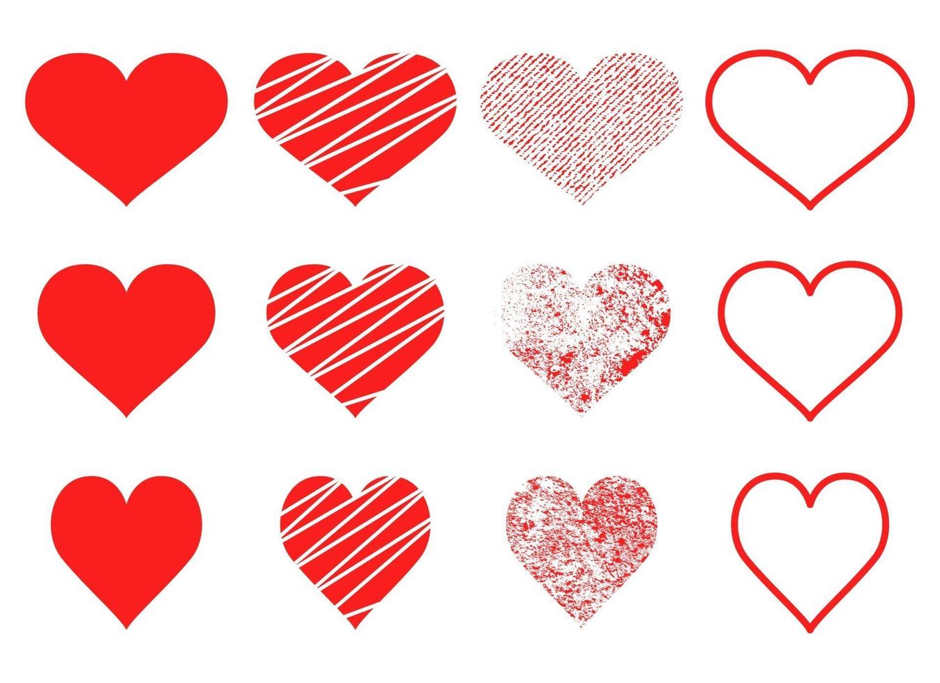 Heart shape vector design illustration set isolated on white background