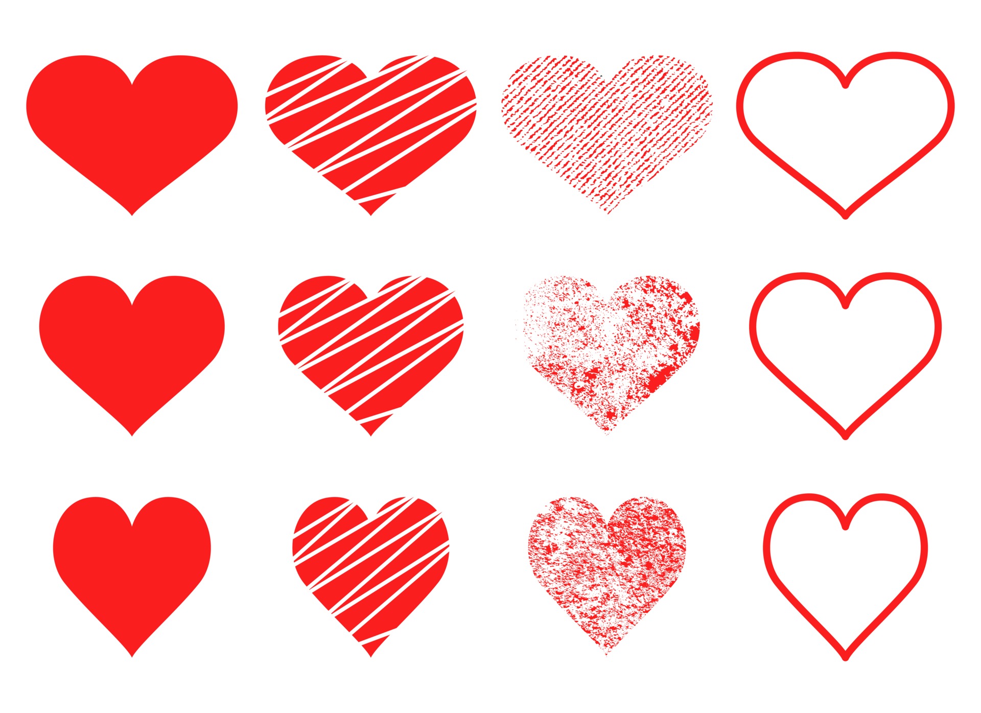 Heart shape vector design illustration set isolated on white background